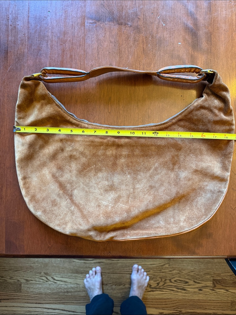 Vintage Suede Hobo Shoulder Bag in Brown JS-113 - Picture 3 of 7